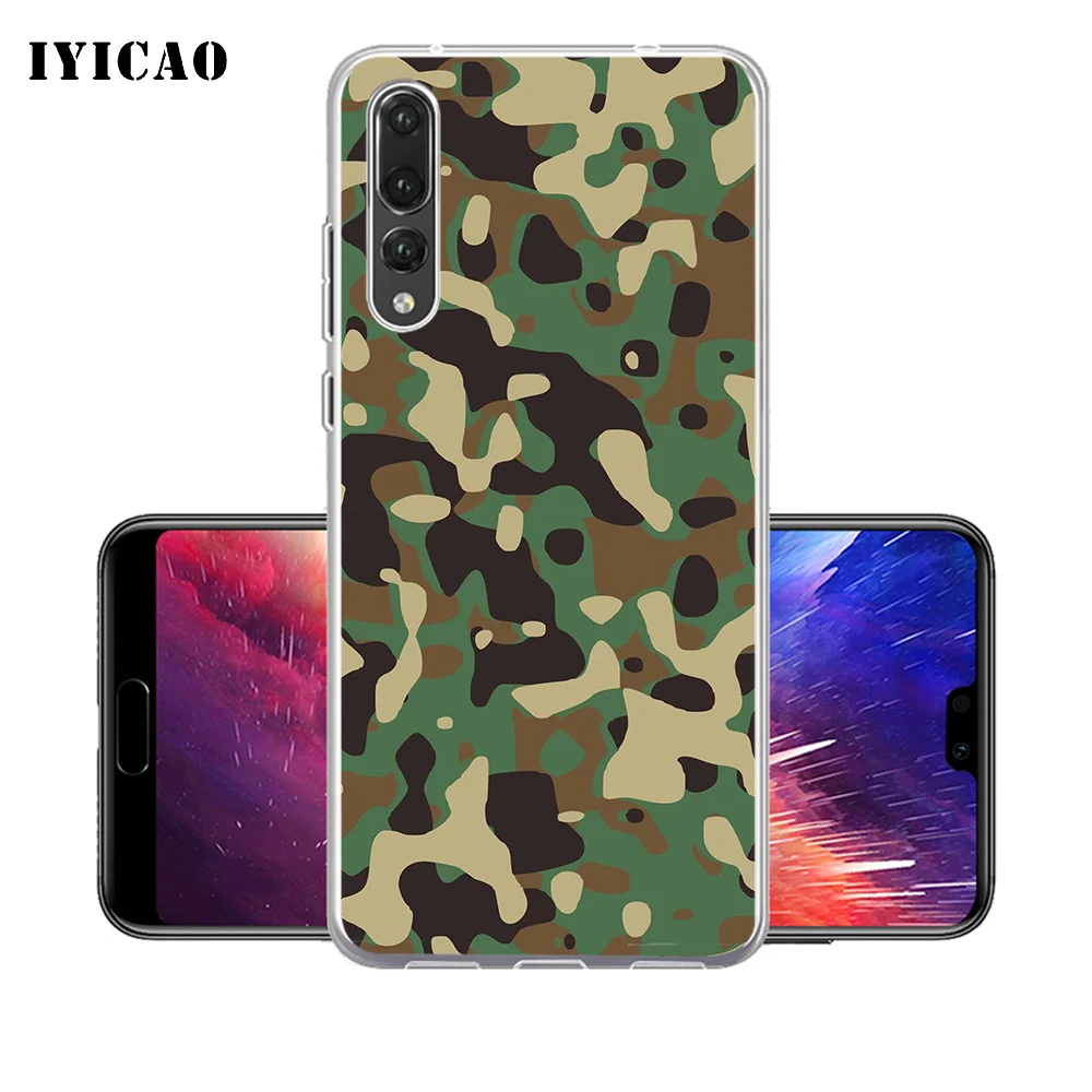 IYICAO Камуфляжный армейский зеленый мягкий силиконовый чехол для телефона Huawei P30 P20