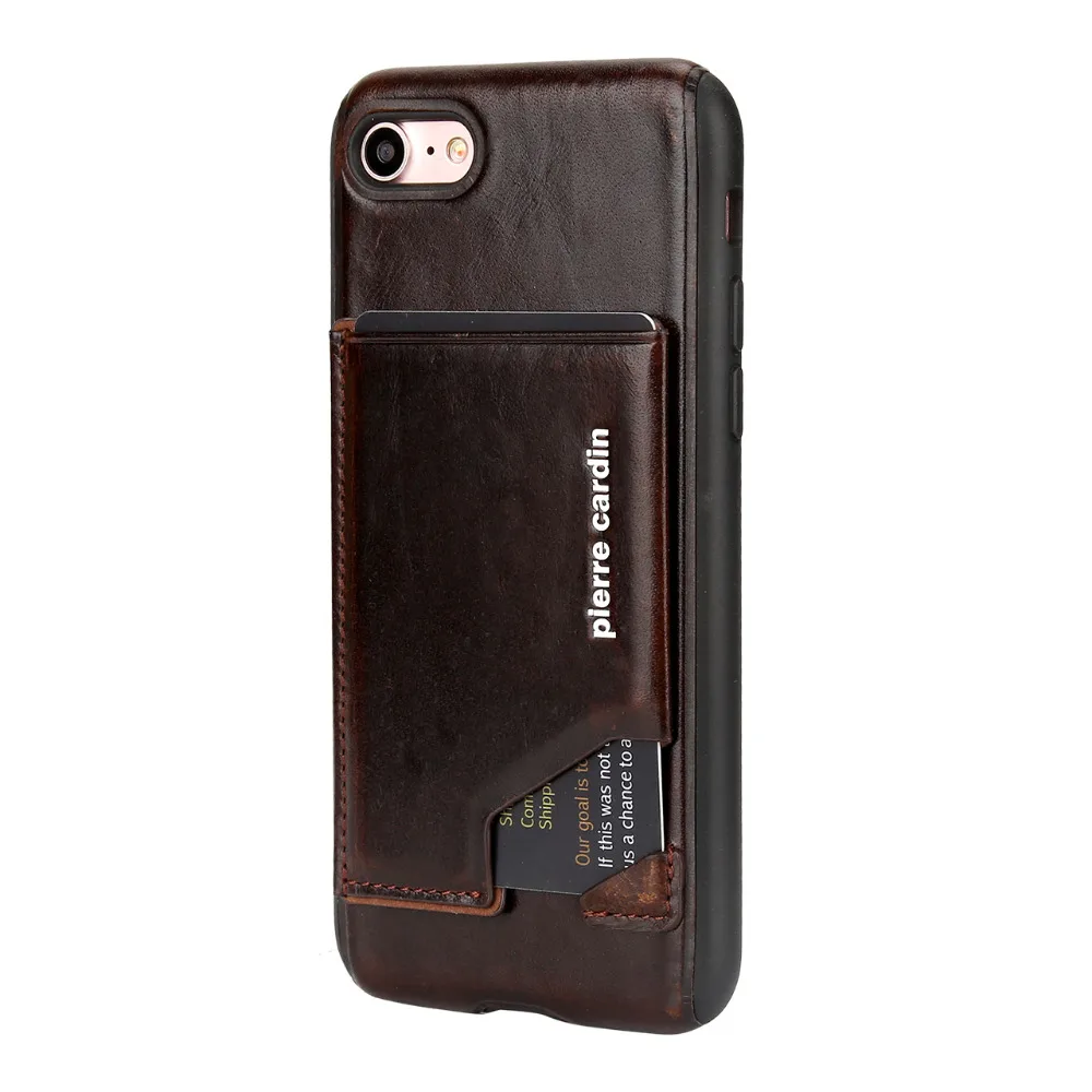 For Apple iPhone 7 Plus Phone Case Pierre Cardin Genuine Leather Slim Card Holder Stand Flip Hard Cover |