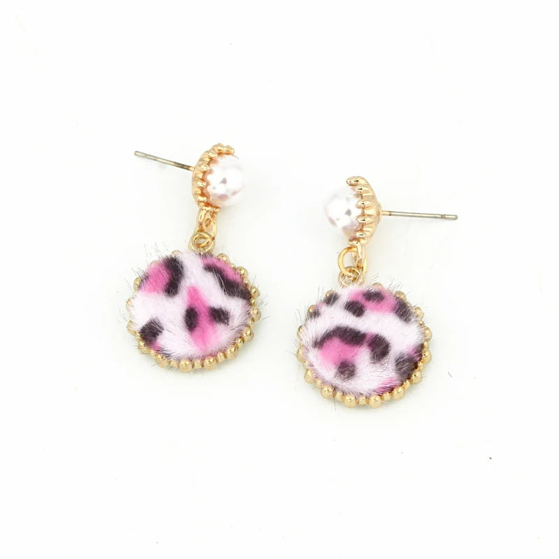 Dayoff Cute Cotton Leopard Round Pearl Dangle Earrings Women Jewelry Europe Boho Eardrop Vintage Gold Long E543 | Украшения и