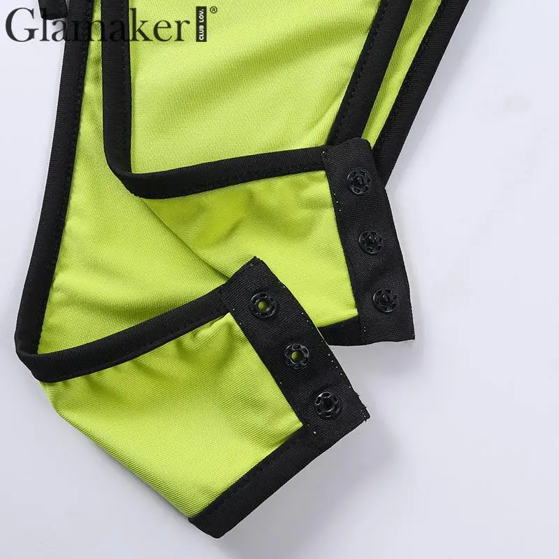 Женский боди Glamaker облегающий с коротким рукавом и высокой шнуровкой короткие