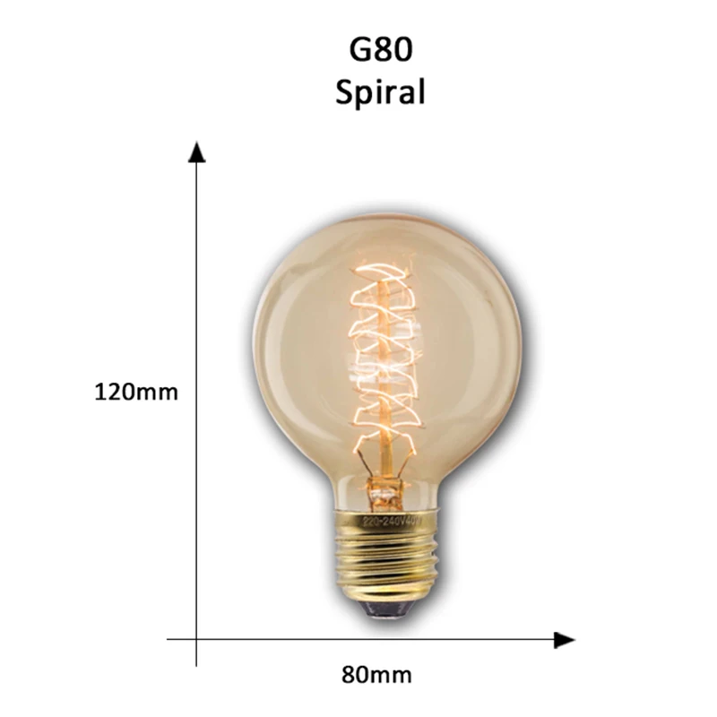 G80 spiral Ретро Edison led светильник лампы E27 220 В 40 Вт ST64 ручной стержень, для кафе гостиная магазин Винтаж промышленная лампа накаливания ампулы светильник лампочка Настенный декор - Цвет: G80 spiral