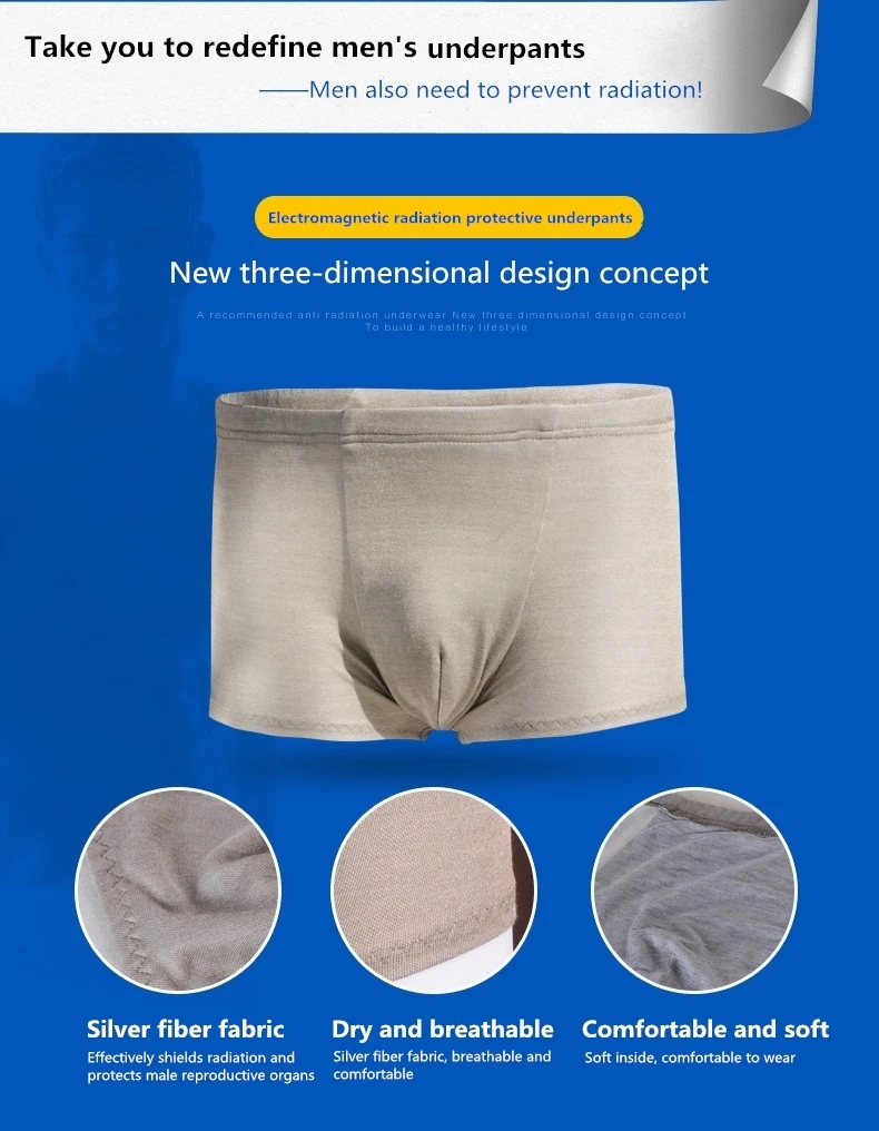 Ajiacn Men's anti-electromagnetic radiation Boxer shorts with silver fiber ,can be worn at leisure of work.
