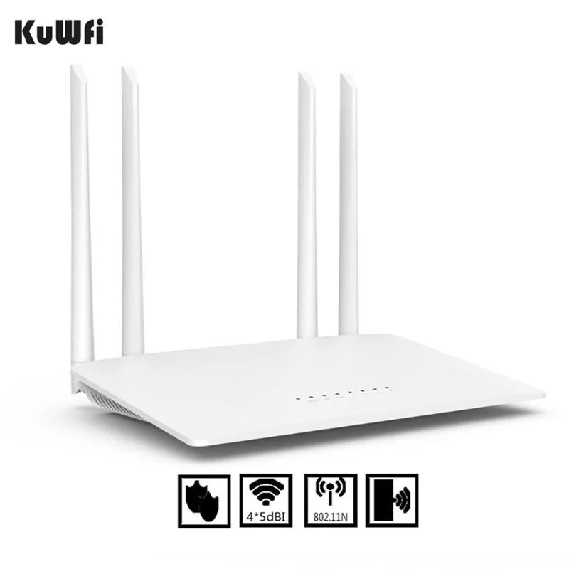 KuWfi 300Mbps Wireless Router 2.4G High-Speed Home Wifi Repeater /AP With 4*5dBi&ampAntennas Support 32 Devices | Компьютеры и офис