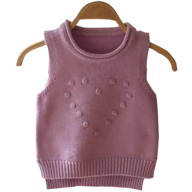 

Spring Autumn Children Clothing High Quality Love Pattern Sweater Vest Cute Baby Girls O-Neck Knitted Woolen Sweater Pullover