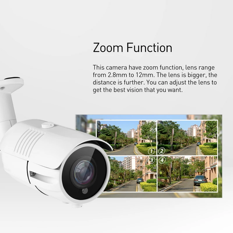 Водонепроницаемая POE 1080P 2 8 12 мм зум IP камера 42 светодиода МП наружная