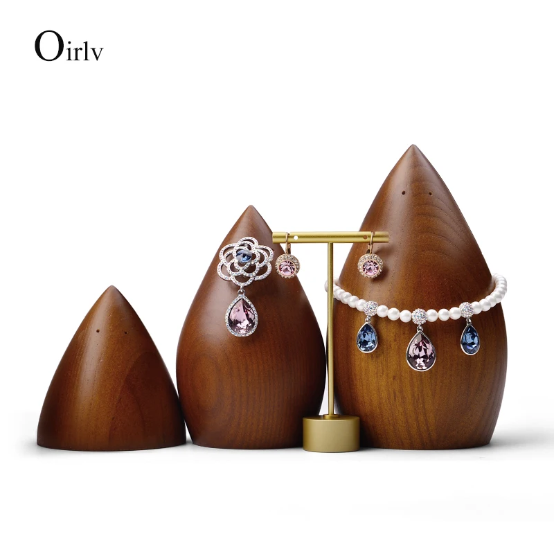 

Oirlv Fashion Jewelry Display Wooden Cone Necklace Display Jewelry Display Holder Bracelet Earring Bangle Organizer