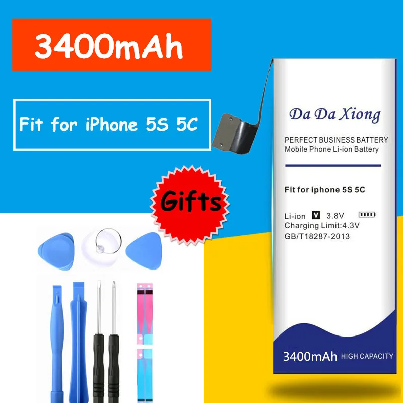 Лидер продаж большой ёмкость 3400 мАч батарея для iphone 5S 5C с ремонт