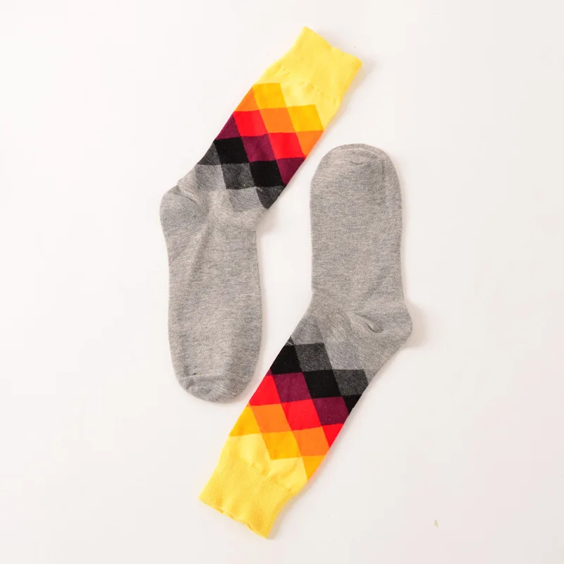 Socks light Grey Сетчатые забавные счастливые носки в британском стиле, женские носки с суб-градиентом, чистый хлопок, длинные носки в полоску из хлопка, Chaussette femme Meais - Цвет: Socks light Grey
