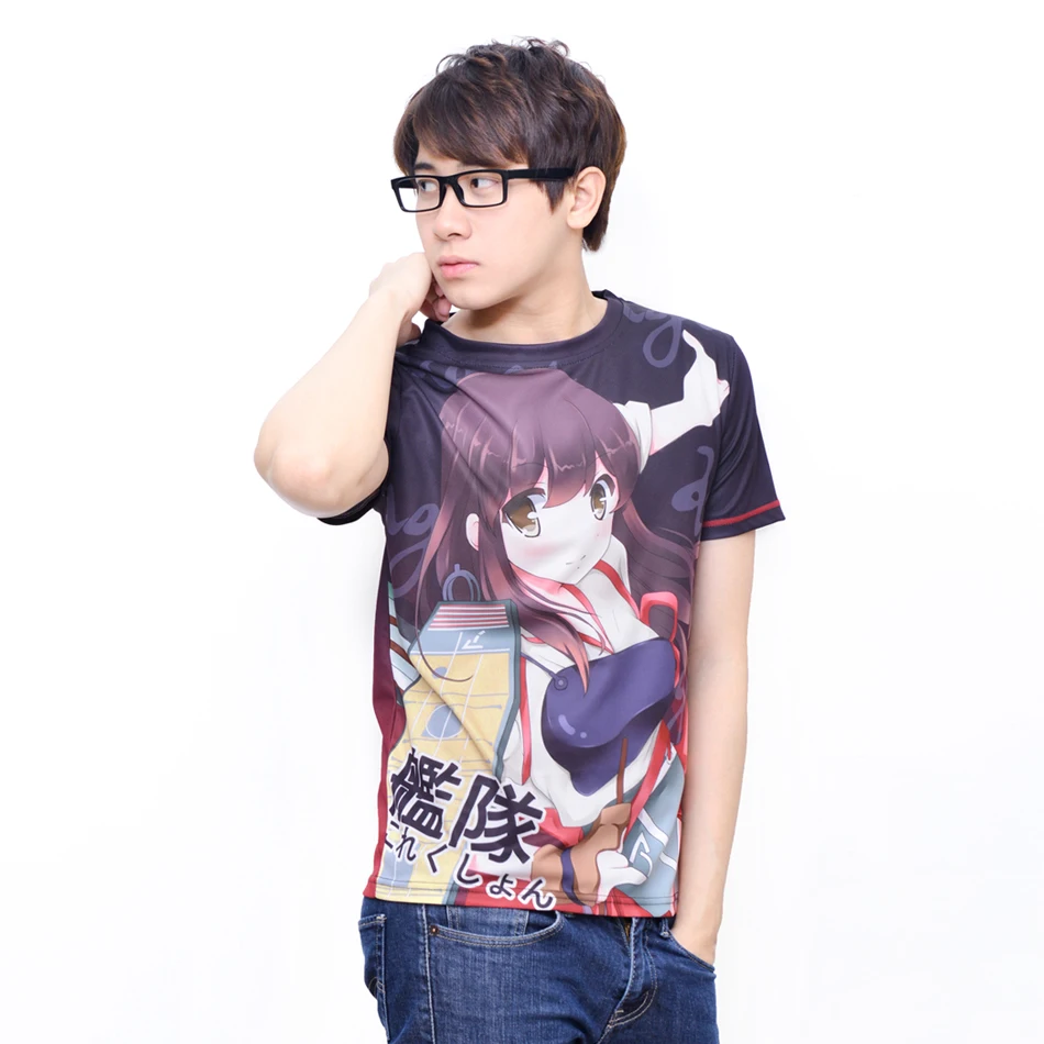 Футболка из полиэстера для мужчин и женщин топ с принтом аниме Kantai Collection Akagi