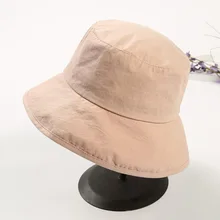 Летние одноцветные шляпы ведра для девочек затеняющие плоские