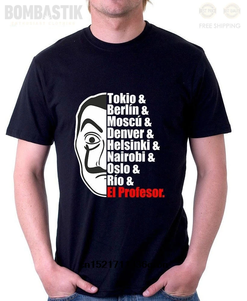 Мужская футболка El Professional Tee для поклонников Ла Каса де Papel Bella Ciao Dali Mask Top t shirt