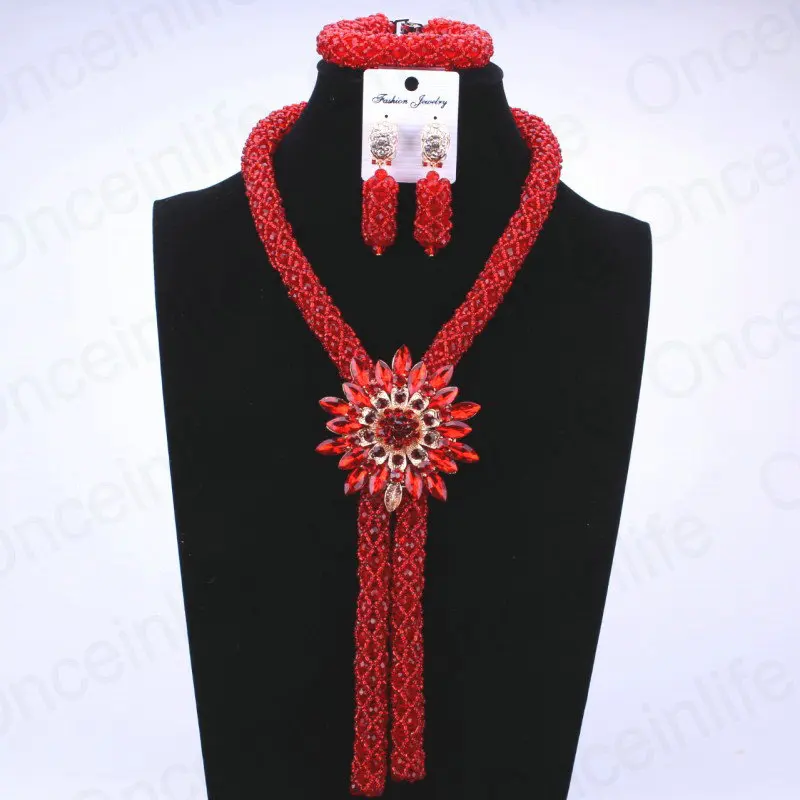 2017 бежевый нигерийские Свадебные африканские бусы Ювелирные наборы костюм