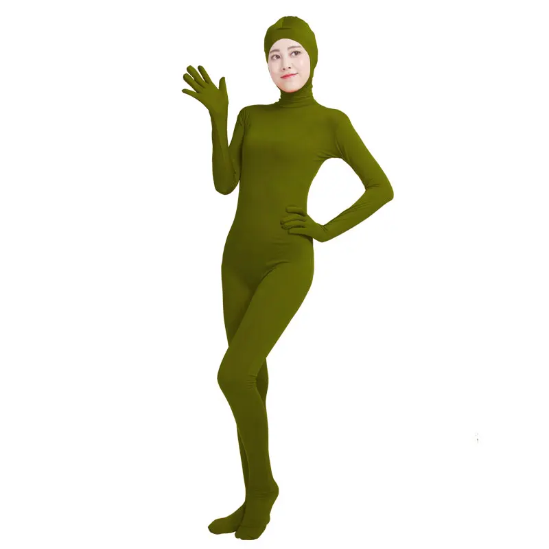 Army Green Ensnovo, унисекс, косплей, Zentai, костюмы для женщин и мужчин, для взрослых, с открытым лицом, на все тело, спандекс, зентай-костюм, черный, боди, костюмы для косплея - Цвет: Army Green