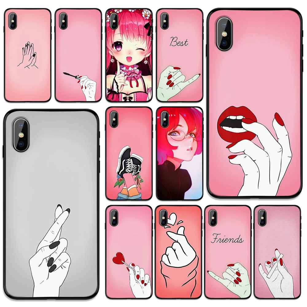 Сексуальные губы красный лак для ногтей Мягкий ТПУ чехол Apple iPhone 6 6S 7 8 Plus 5 5S SE X XS MAX