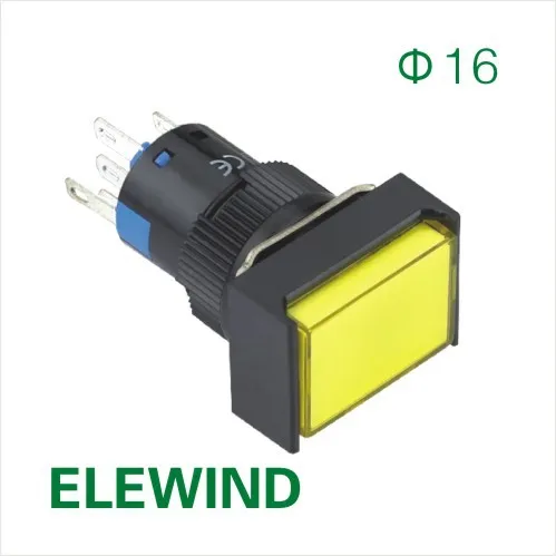 Прямоугольный Мгновенный кнопочный переключатель ELEWIND 16 мм (PB161J 11/Y/12V)|switch switch|switch