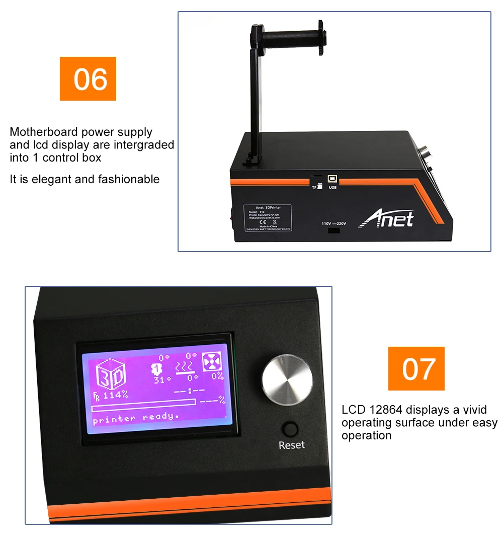 Anet E10 E12 3d принтер с 300*300*400 мм легко собрать большой размер Reprap Prusa i3 Impressora 3d принтер 10MPLA новое поступление