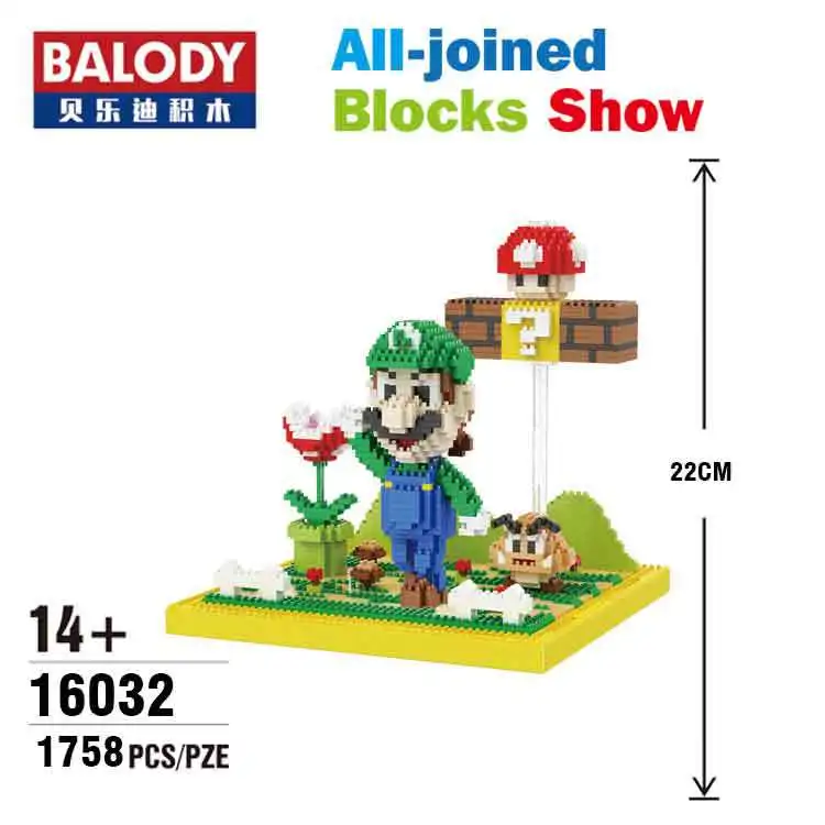 Блоки Balody милые фигурки Mario модель brinquedo Luigi Строительные кирпичи детские игрушки