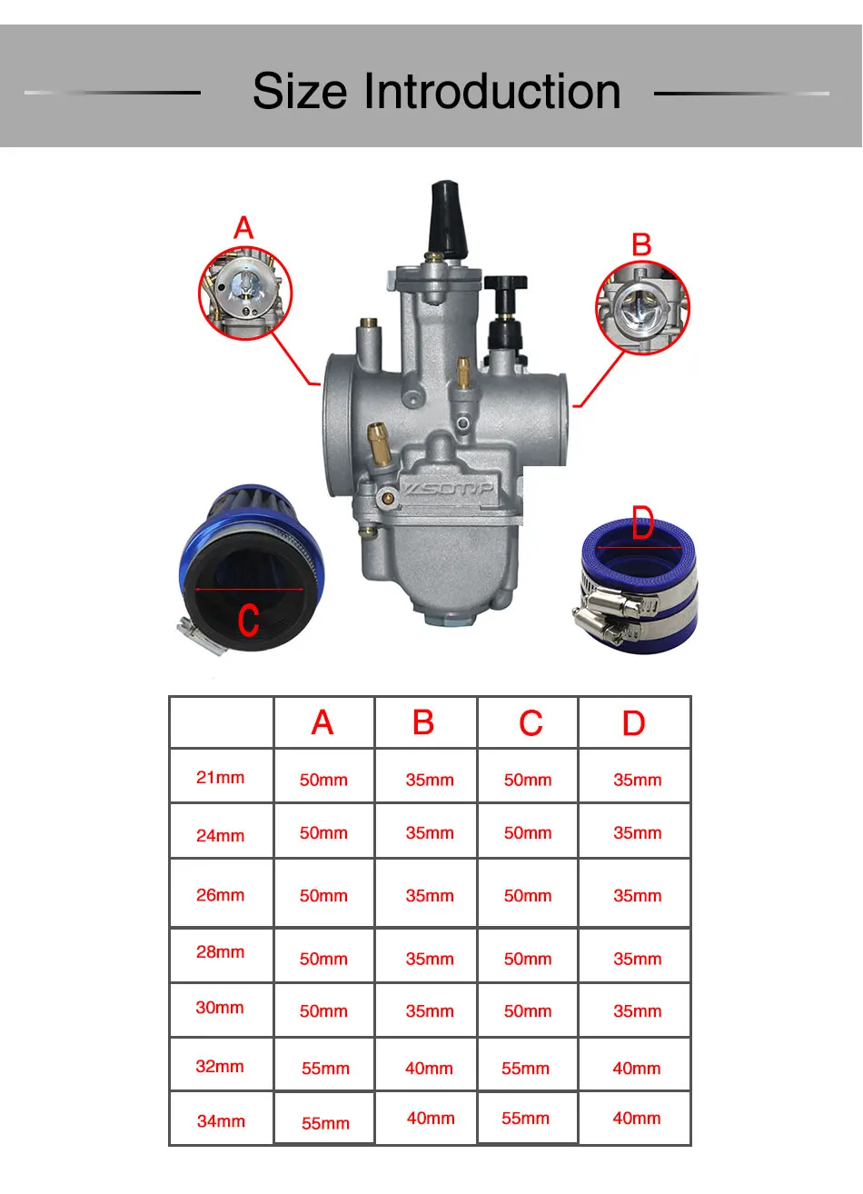 ZS для мотокросса, для езды на мотоцикле, PWK 21 24 26 28 30 32 34 мм карбюратор+ воздушный фильтр+ воздушного фильтра многочисленные держатель для ATV Скутер