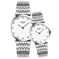 guanqin fashion couple watch set 2019 diamond womens luxury quartz watch men ladies wristwatch lovers watch clock man
