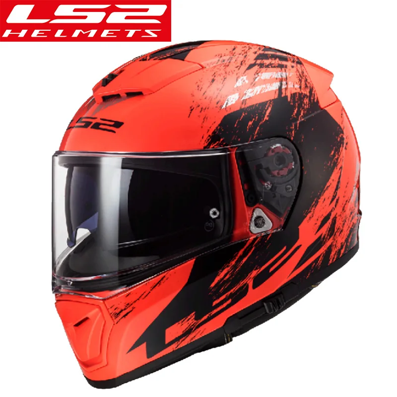 LS2 FF390 moto rcycle шлем двойной козырек полное лицо гоночный мото шлемы capacetes de moto ciclista LS2 шлемы выключатель хромированный - Цвет: Orange