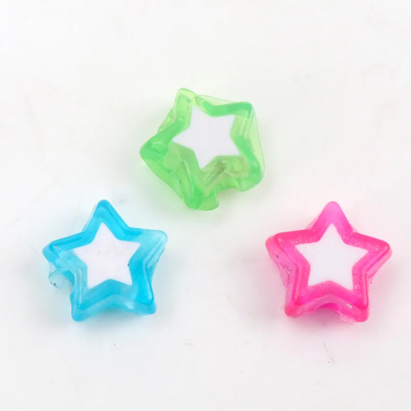 Разноцветные белые бусины в виде звезд сделай сам акриловые с отверстием для