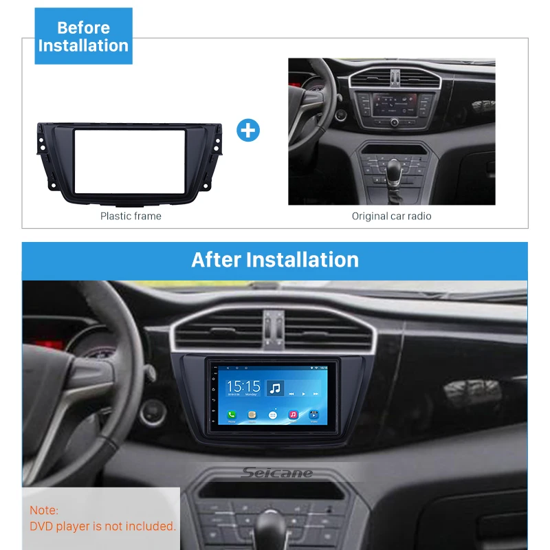 

Seicane 2Din Car Stereo Radio Fascia In Dash Trim Kit Panel Installation Cover Frame For 2015 2016 2017 ROVER MG GS