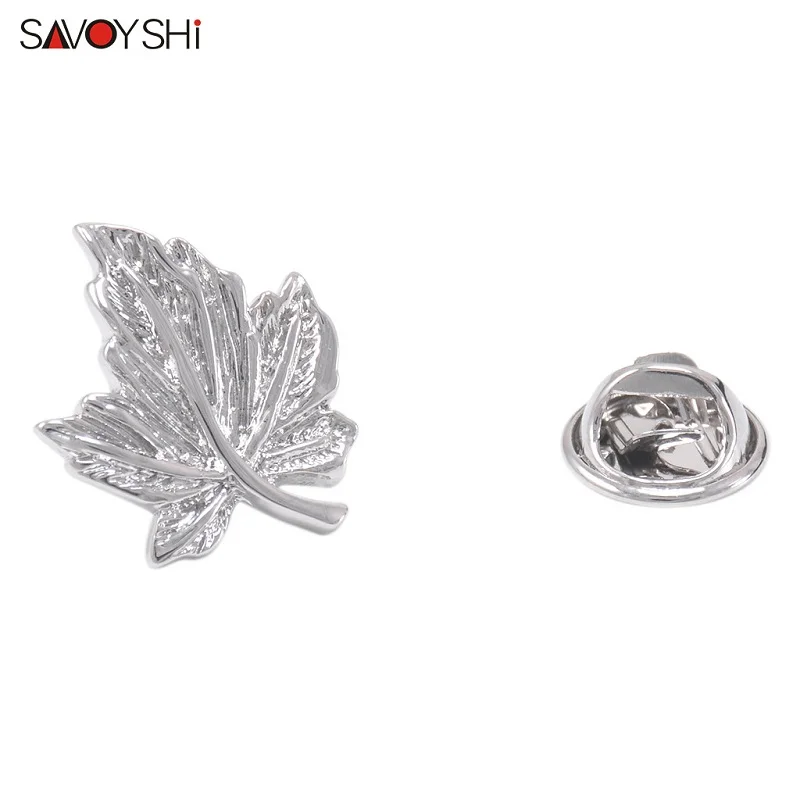 Brooches SAVOYSHI серебряная брошь в виде кленового листа булавки костюм свитер воротник лацкан металлические булавки Броши со стилизованными листьями аксессуары - Окраска металла: Brooches