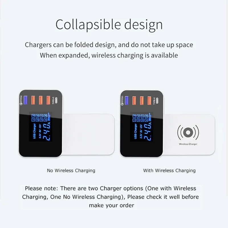 QI Беспроводное зарядное устройство Quick Charge 3 0 Smart USB Type C концентратор светодиодный