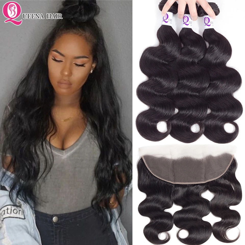 Raw Indian Bundles With Frontal Closure Body Wave Bundles With Frontal Remy Human Hair Lace Frontal Closure With Bundles Deals
