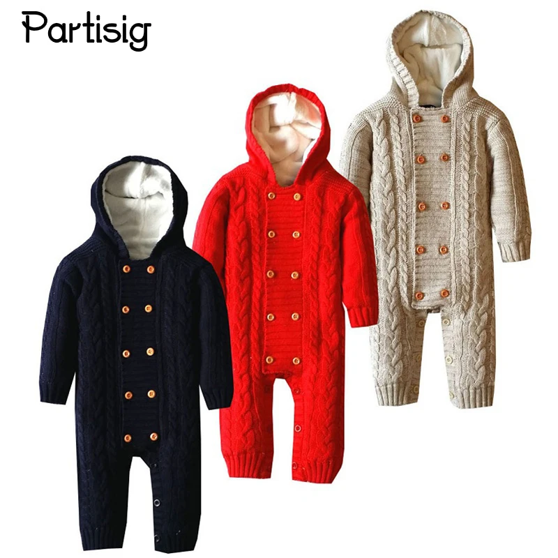 

Baby Winter Romper Autumn Winter Thick Cotton Theard Romper For Baby Boy And Girl Coral Velvet Lining Hooded Baby Clothing