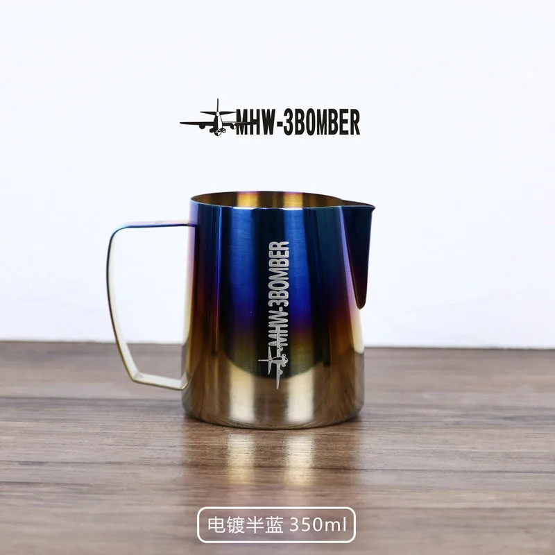 Half Blue 350ml Нержавеющая сталь Кувшин для вспенивания молока эспрессо кофе бариста ремесло латте искусство Профессиональный кофе конкурс Молоко Крем кружка - Цвет: Half Blue 350ml