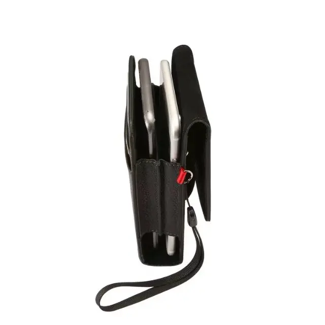 Роскошный Универсальный вертикальный двухслойный черный кожаный чехол кобура с