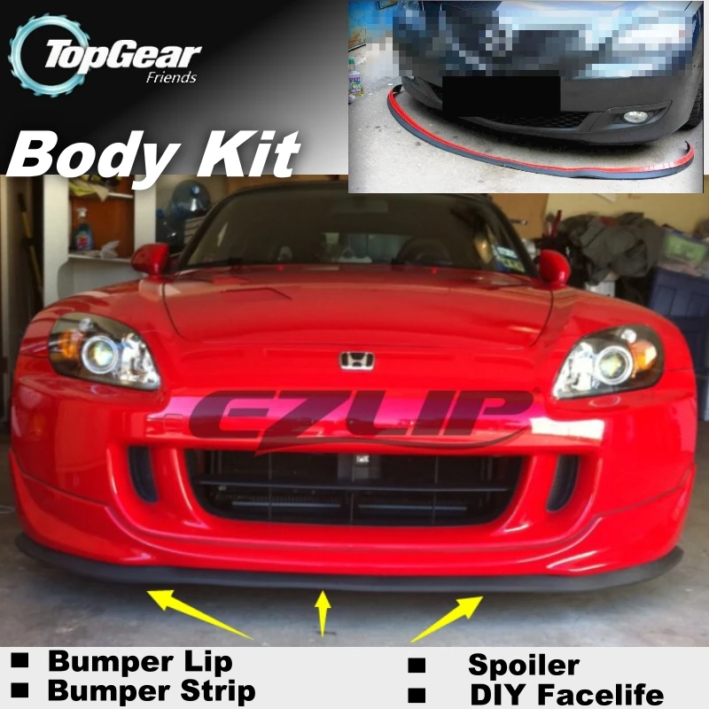 Для HONDA S2000 AP1 AP2 S 2000 бампер губы/верхняя Шестерня передний спойлер для автомобиля/Топ Шестерня обвес комплект+ полоса юбка