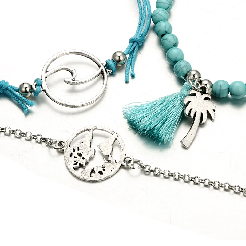 Docona фото цвет волна дерево фотография для женщин Зеленые Бусины открытые