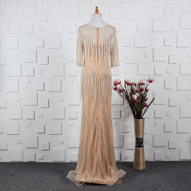 JANCEMBER Дубай дизайн золотые и серебряные вечерние платья с длинными рукавами 2019