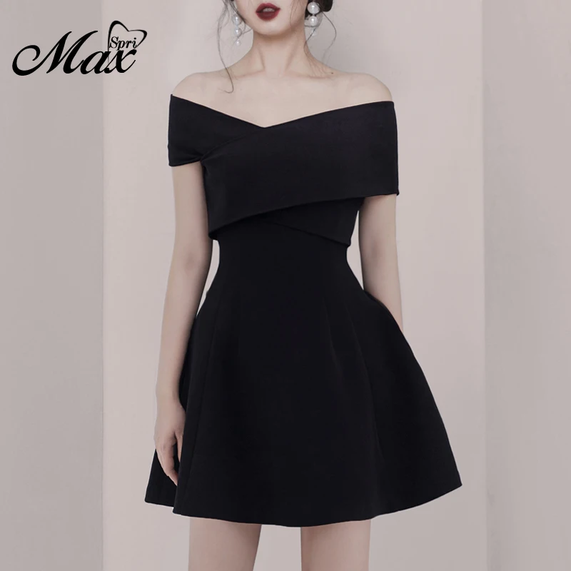 Женское мини-платье с открытыми плечами Max Spri элегантное платье-трапеция