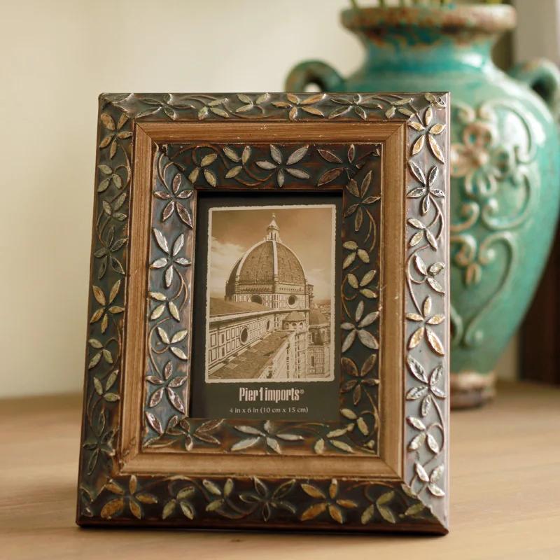 European retro creative 6-inch wood frame hand-painted oil high-end home decorations ornaments swing sets |