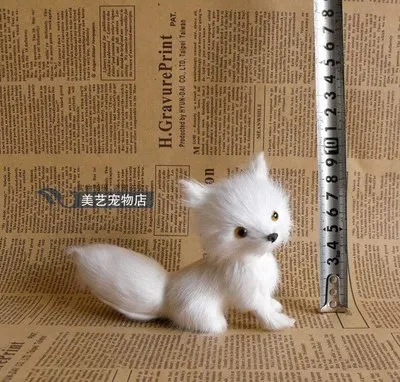 

Simulation white fox polyethylene&furs fox model funny gift about 13cmx5cmx11cm