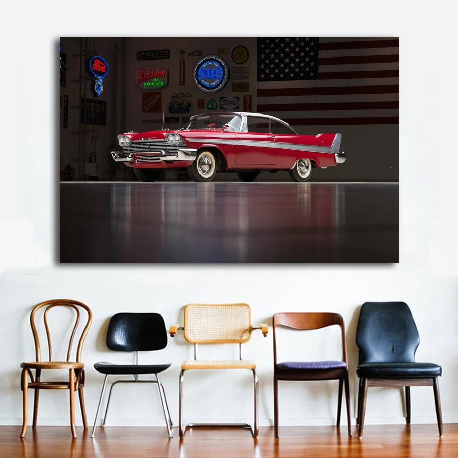 1958 Plymouth Fury Sport Coupe ретро Роскошные настенные плакаты для автомобилей, печать на холсте, художественные картины для декора гостиной