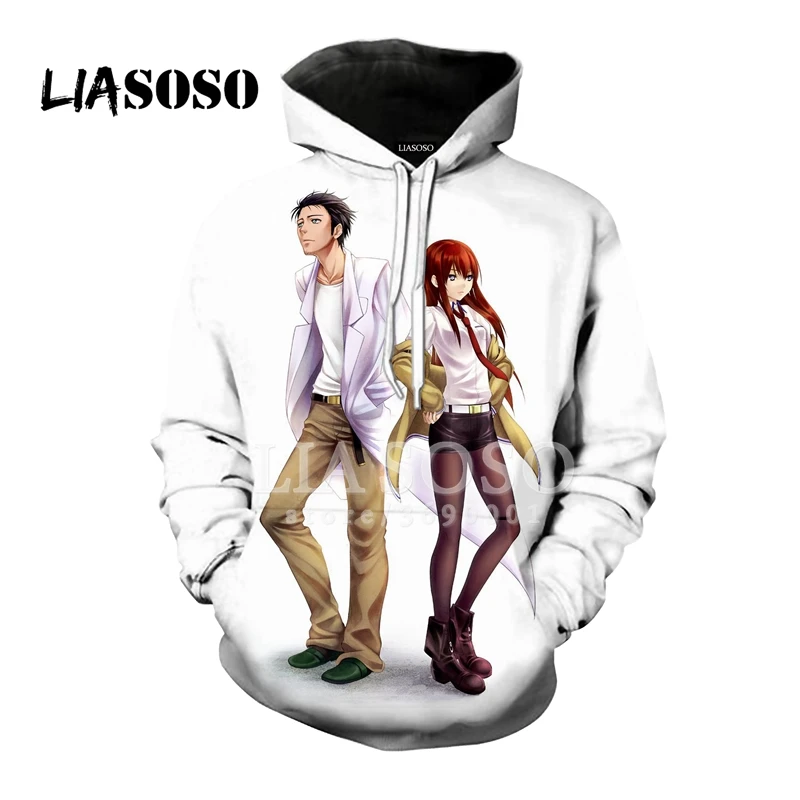 LIASOSO Stein Gate Makise Kurisu Okabe Rintarou 3D принт для женщин и мужчин толстовки с капюшоном