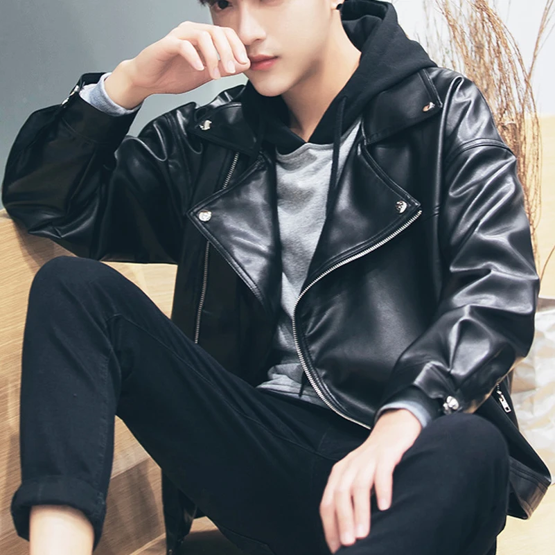 UNIVOS KUNI Весна новая свободная Мужская темпераментная локомотивная кожаная куртка