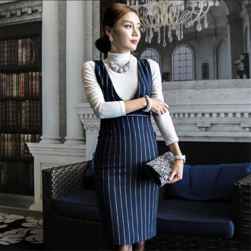 Женский блейзер костюмы Elegante с юбкой хлопковый полосатый женский