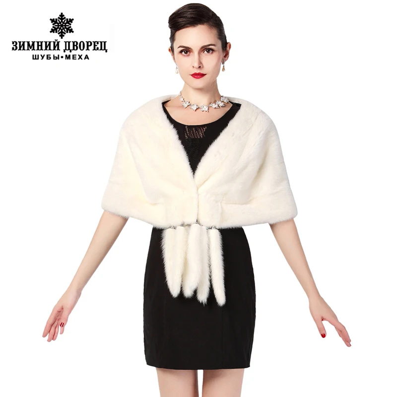 Новая Мода Зима Дамы шали Шерсти Черный и белый коричневый Палантин меха