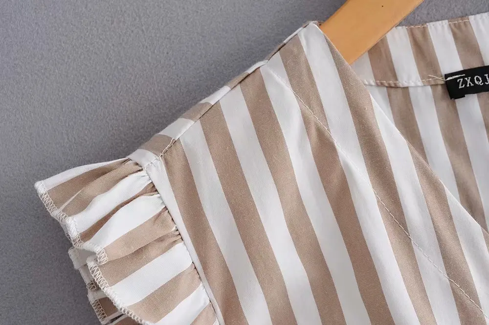 2019 женское уличное агаровое кружево полосатый принт комбинезоны дамы v шеи лук