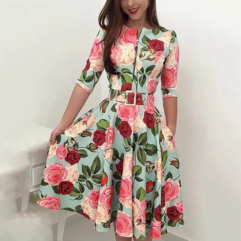 Женское платье с цветочным принтом длинным рукавом вечерние платья | Женская