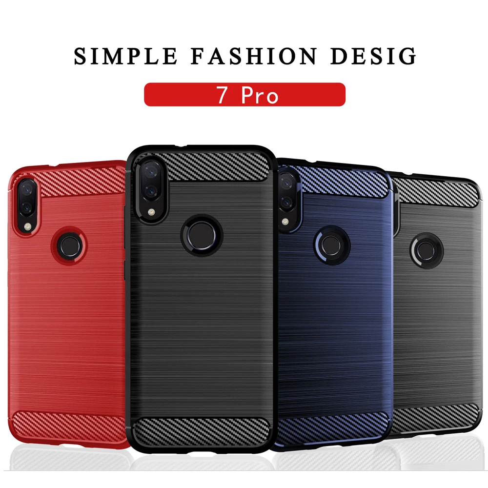 Чехол для Xiaomi Redmi 7 Pro мягкий силиконовый чехол из ТПУ углеродного волокна |