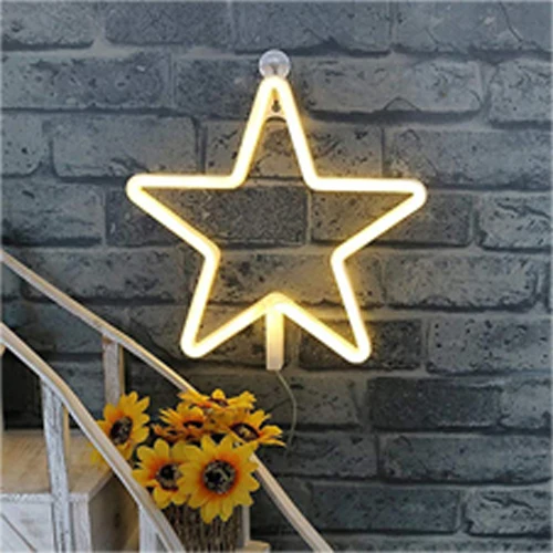 Star Неоновые вывески, светодиодный неоновый аккумулятор/USB кабель управляемые огни Настенный декор для девочек Спальня Дом Бар Отель пляж отдыха - Испускаемый цвет: Star