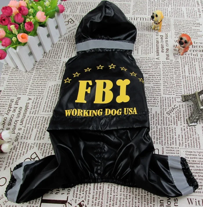 Одежда для маленьких собак в стиле FBI, водонепроницаемый дождевик для собак, куртка для щенков, одежда для домашних животных