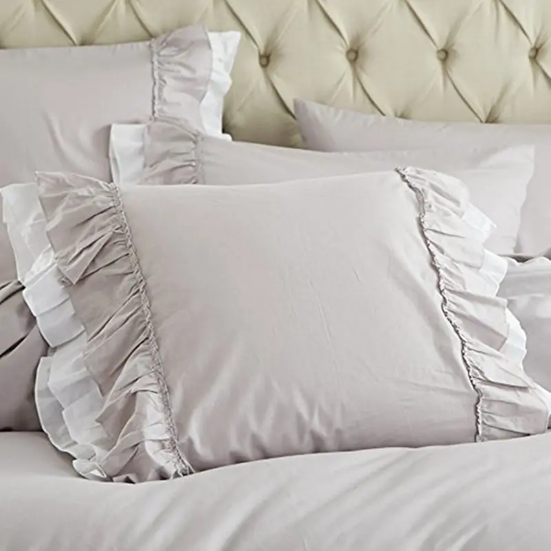 Новый элегантный постельный комплект цвета хаки ручной работы с большими рюшами