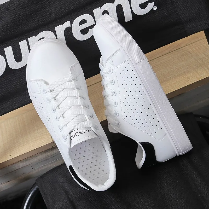 Кроссовки женские из мягкой ПУ кожи на плоской подошве шнуровке|Женские